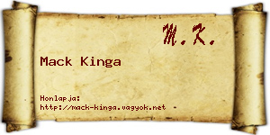 Mack Kinga névjegykártya